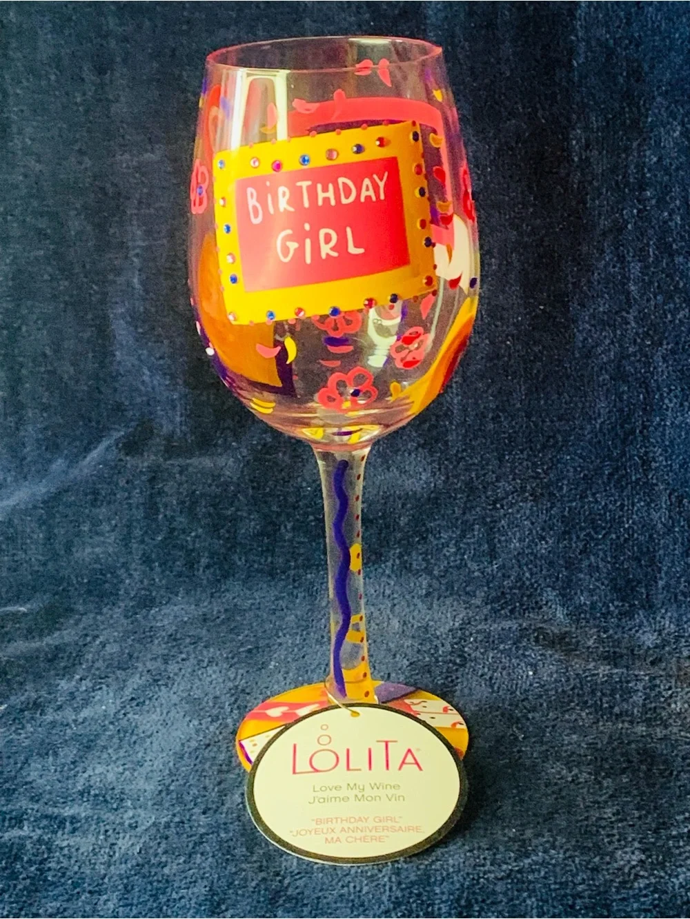 Lolita Pink Birthday Girl Wine Glass.